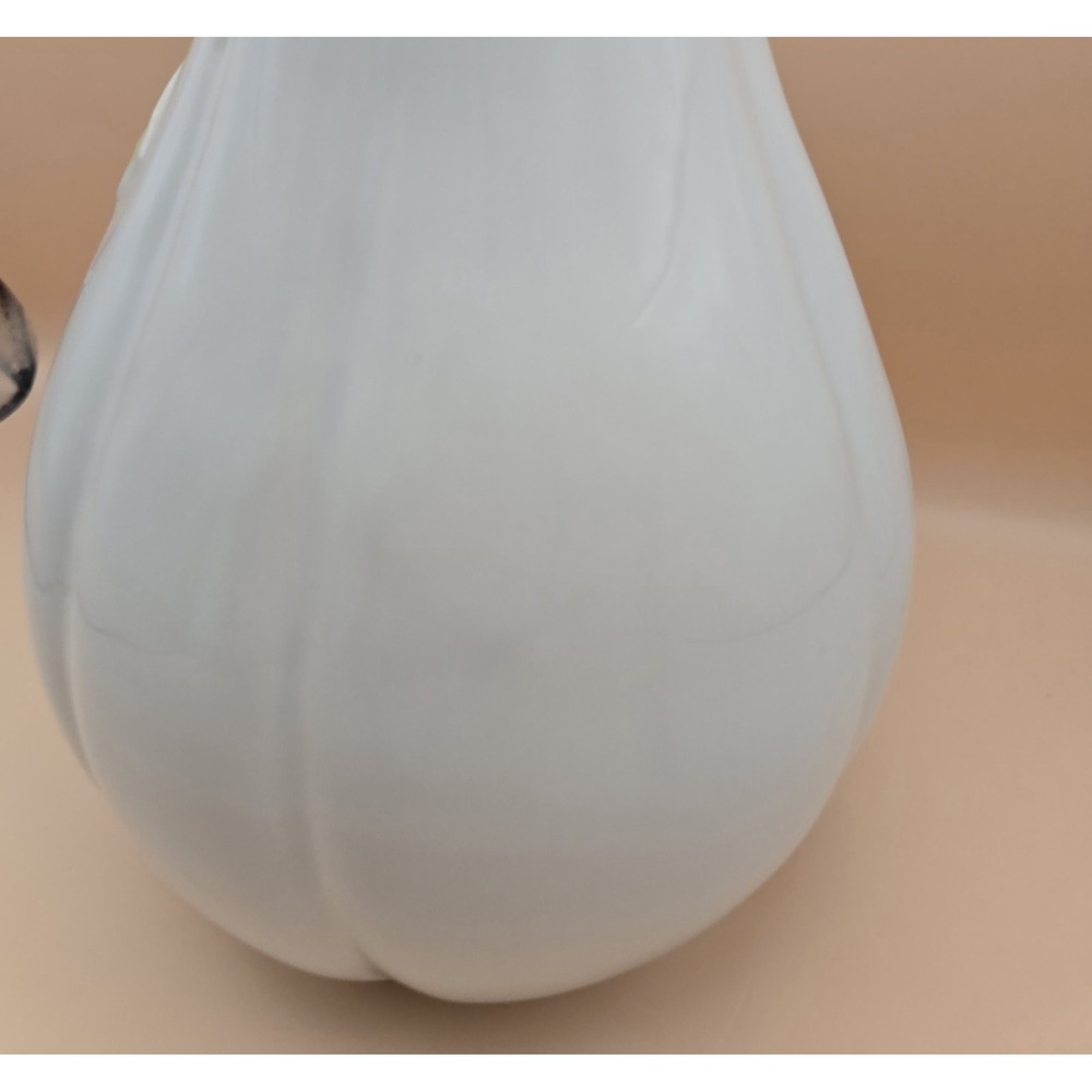 Ceramic Pitcher Gourd White And Light Green Embossed - Picture 4 of 10